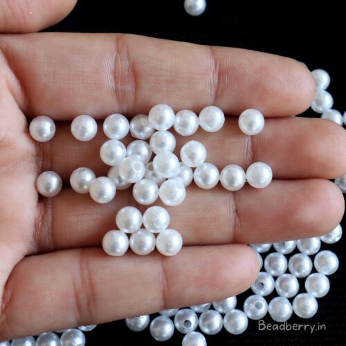 White Pearl Beads | Size: 6mm | Pack of 10gm