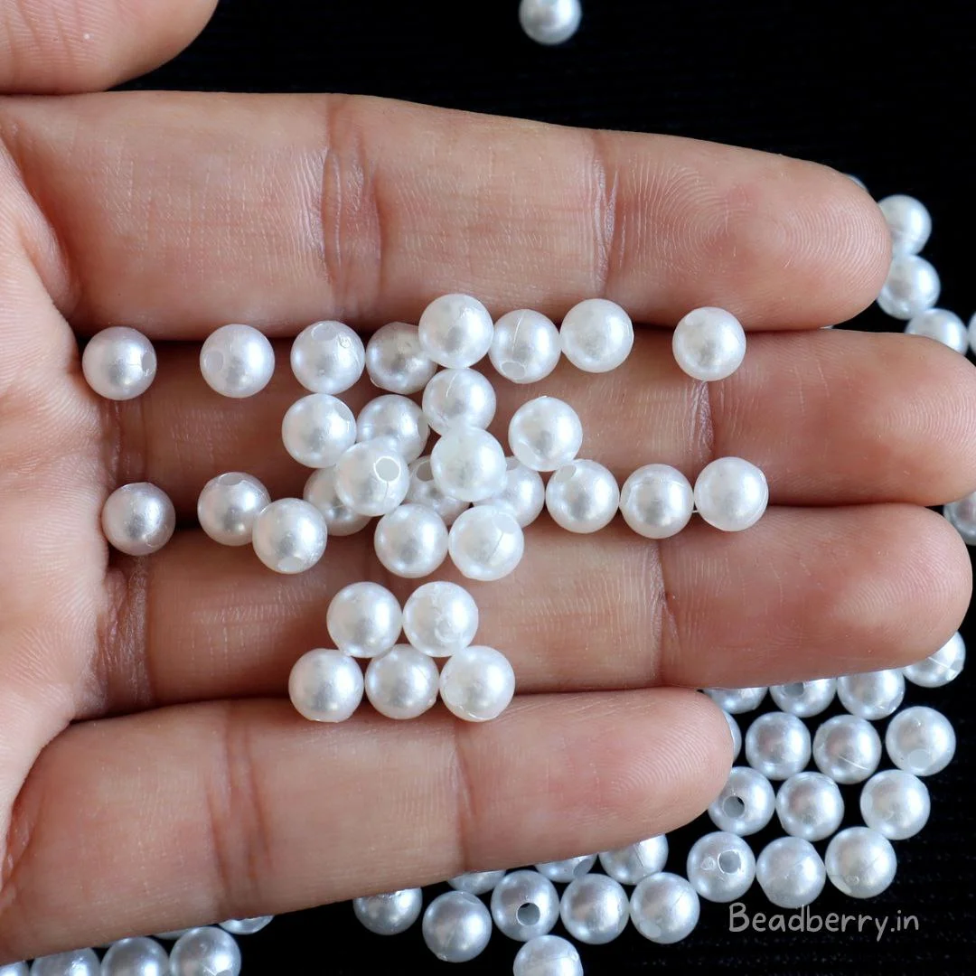 White Pearl Beads | Size: 6mm | Pack of 10gm