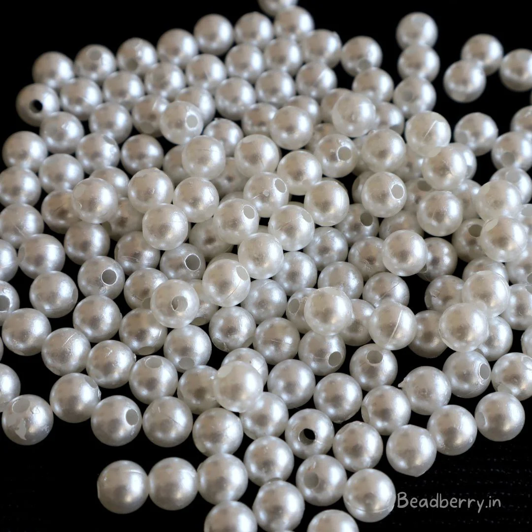 White Pearl Beads | Size: 6mm | Pack of 20gm