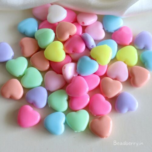 Pastel Heart Acrylic Beads-20gm