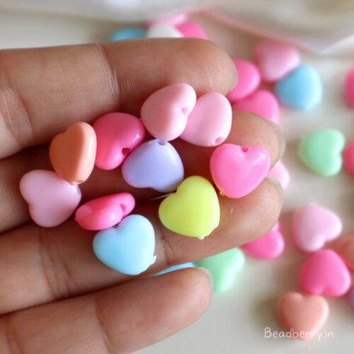 Pastel Heart Acrylic Beads-20gm