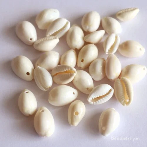 White Cowrie Shells With Hole- 25 Pcs