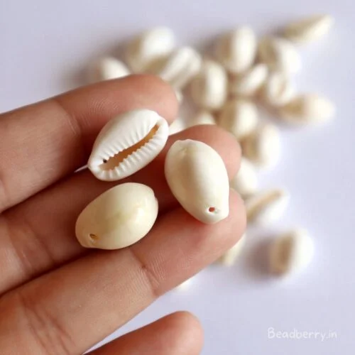 White Cowrie Shells With Hole- 25 Pcs