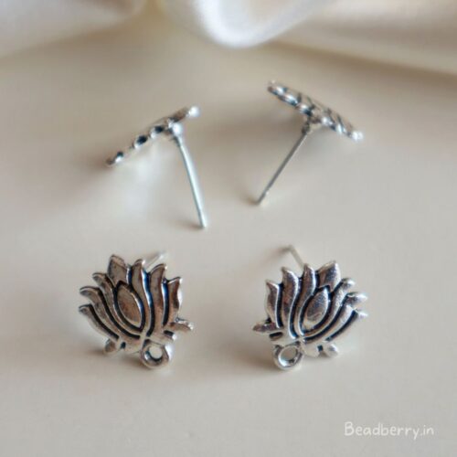 Lotus Oxidised Earrings Making Studs Material | Size-15mm | 4 Pcs