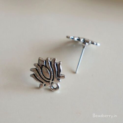 Lotus Oxidised Earrings Making Studs Material | Size-15mm | 4 Pcs