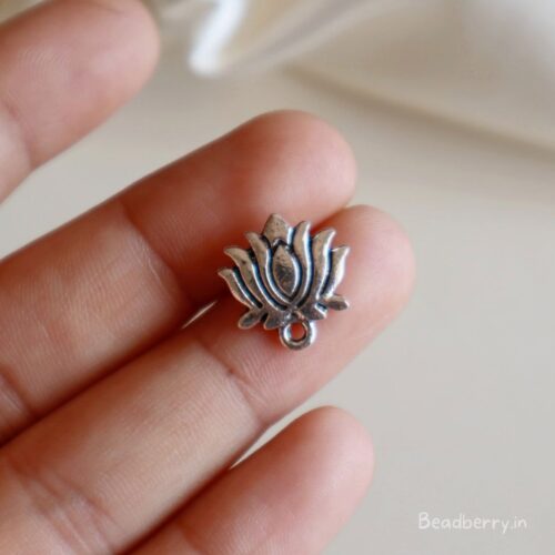 Lotus Oxidised Earrings Making Studs Material | Size-15mm | 4 Pcs