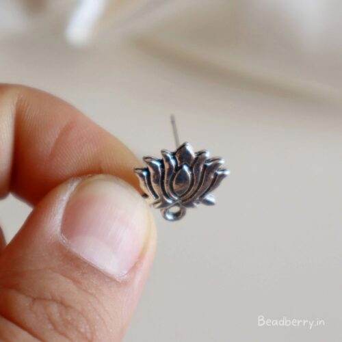 Lotus Oxidised Earrings Making Studs Material | Size-15mm | 4 Pcs