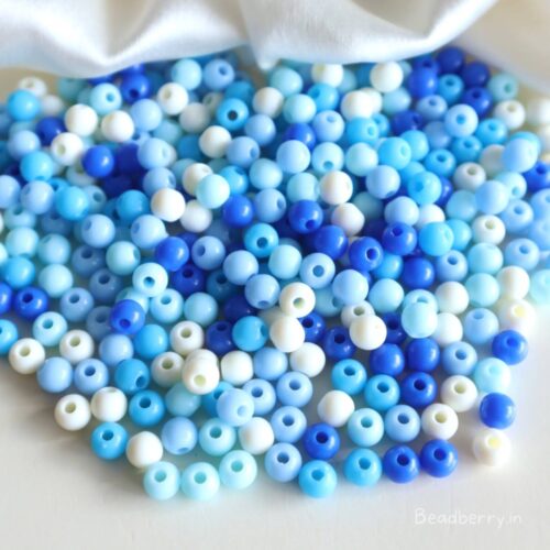 Blue Shade Round Pastel Acrylic Beads-20gm