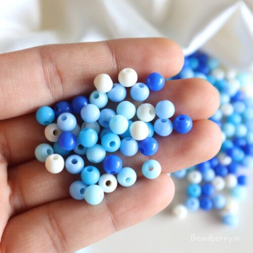 Blue Shade Round Pastel Acrylic Beads-20gm