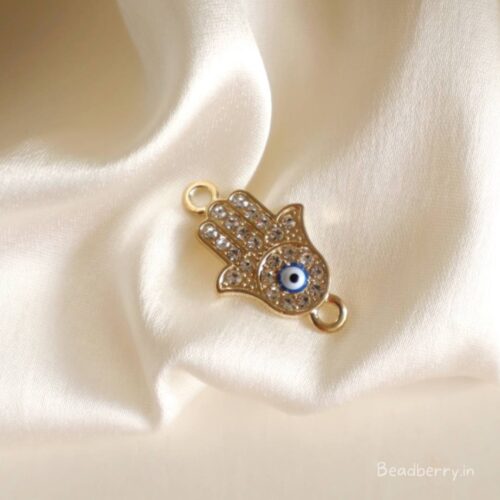 Hamsa Evil Eye Stone Studded Connector Charm