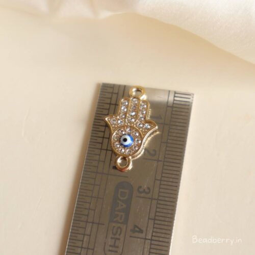 Hamsa Evil Eye Stone Studded Connector Charm