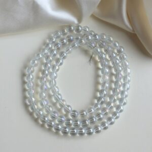 Shiny White Glass Beads | 1 String | Size: 8mm