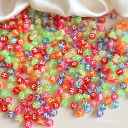 Mixed Colorful Round Alphabet Beads-100gm