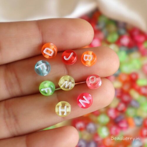 Mixed Colorful Round Alphabet Beads-100gm