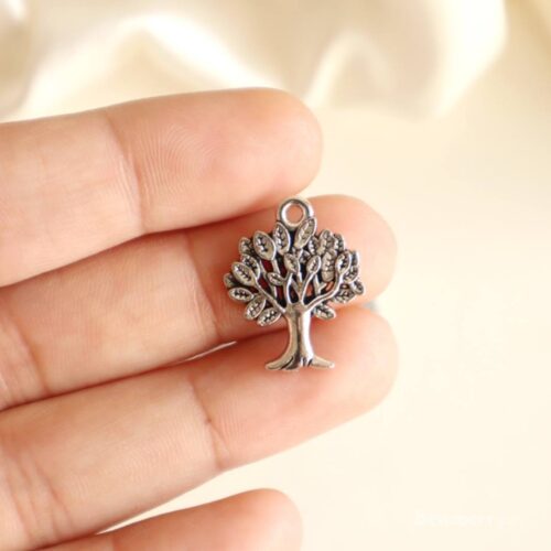 Silver Metal Tree Charms-12 Pcs