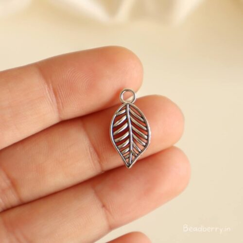 Silver Metal Leaf Shape Charms-12 Pcs