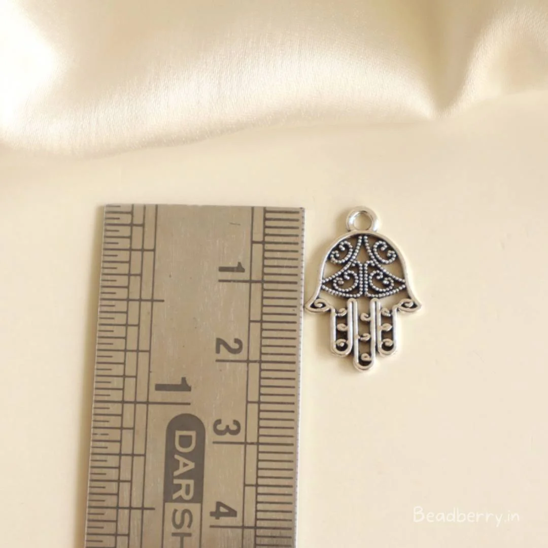 Silver Metal Hamsa Charms-12 Pcs