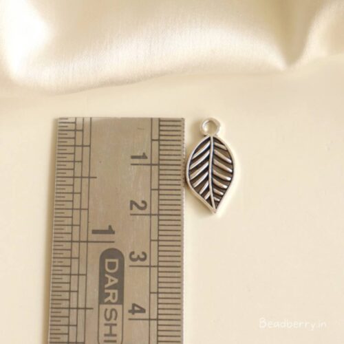 Silver Metal Leaf Shape Charms-12 Pcs