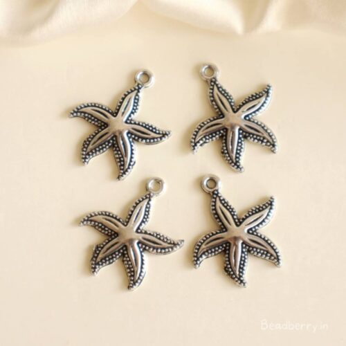 Silver Metal Starfish Charms-10 Pcs