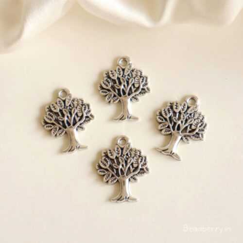 Silver Metal Tree Charms-12 Pcs