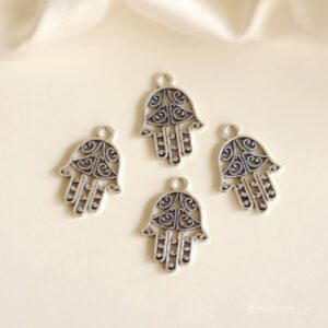 Silver Metal Hamsa Charms-12 Pcs