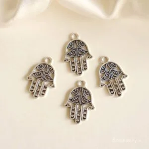 Silver Metal Hamsa Charms-12 Pcs