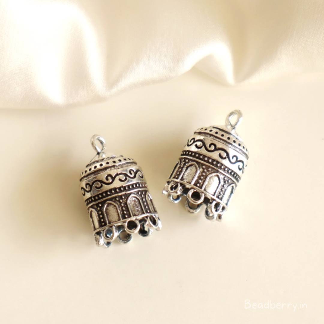 Oxidised Silver Goddess Laxmi Temple Earring - Mrigangi