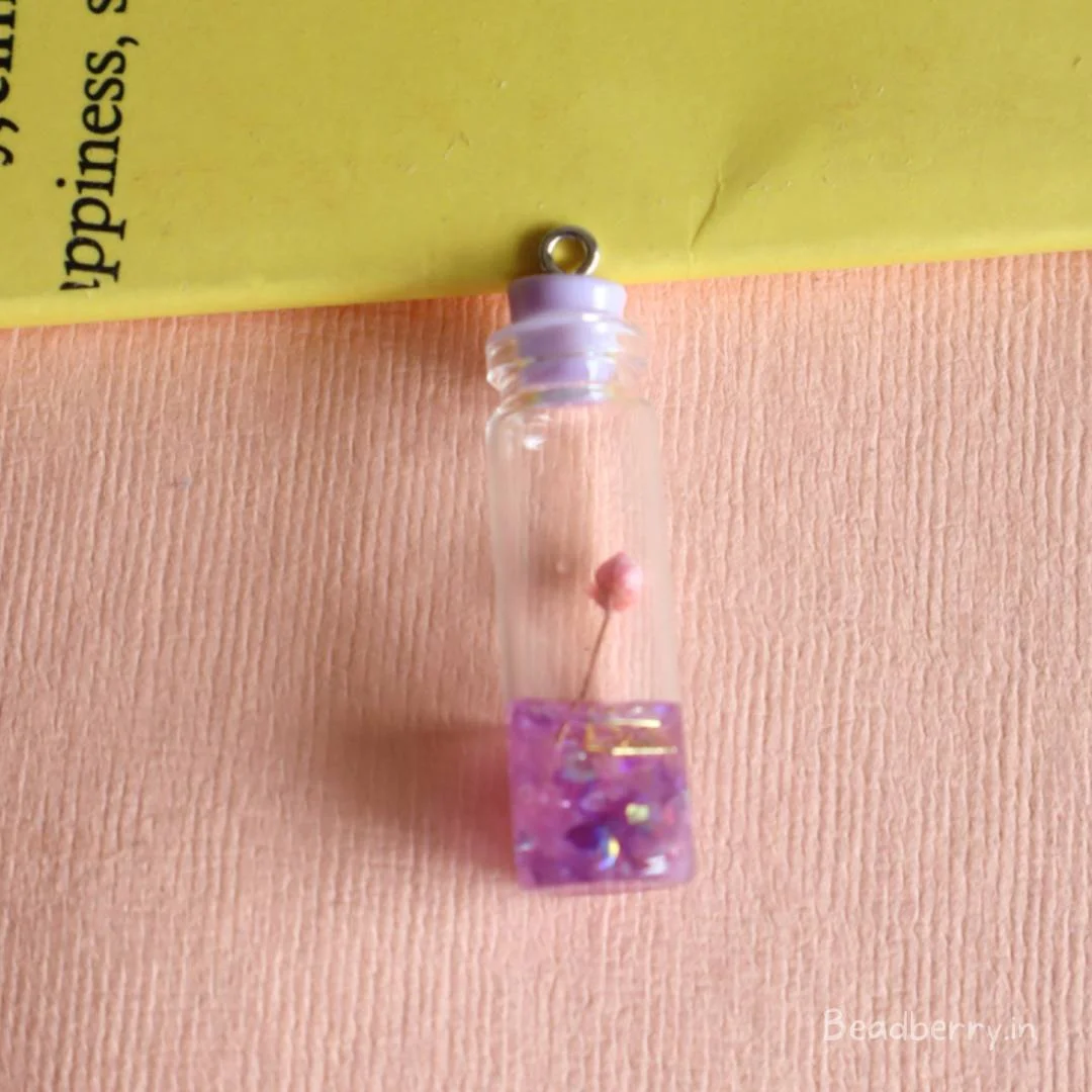 Dry Flower Transparent Glass Bottle Pendant/Charms