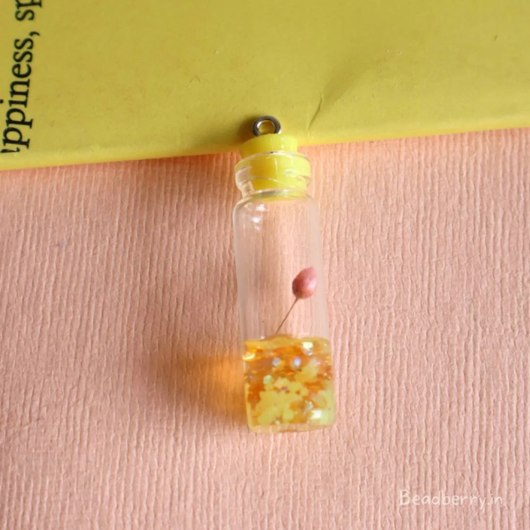 Yellow Glass Bottle Flower Charms