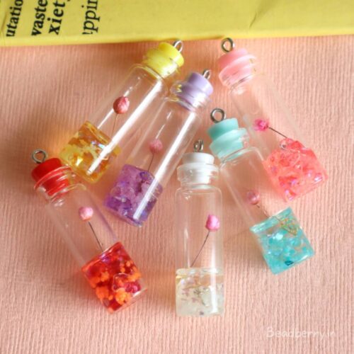 Dry Flower Transparent Glass Bottle Pendant/Charms