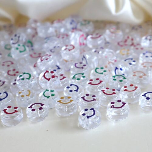 Smiley Transparent Acrylic Beads-20gm