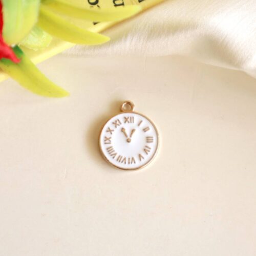 Enamel Clock Charm/Pendant-White