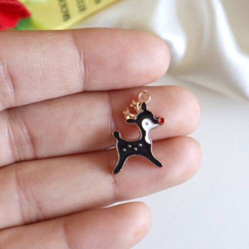 Enamel Reindeer Charm/Pendant-Black
