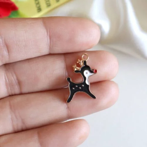 Enamel Reindeer Charm/Pendant-Black
