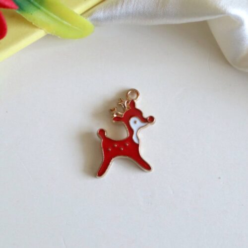 Enamel Reindeer Charm/Pendant-Red