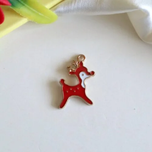 Enamel Reindeer Charm/Pendant-Red