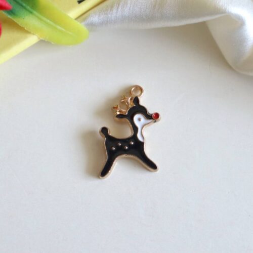 Enamel Reindeer Charm/Pendant-Black