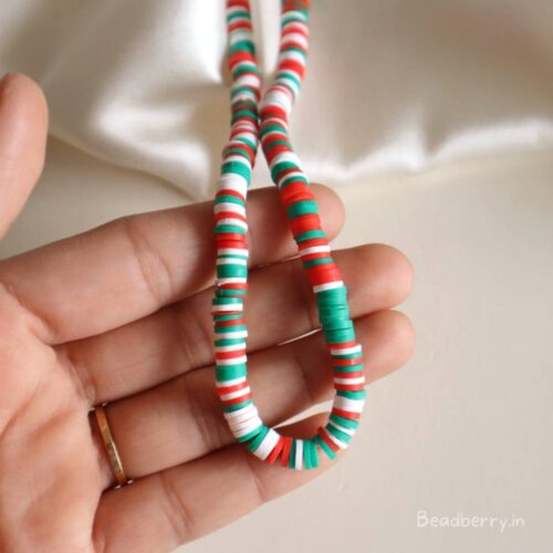 Christmas Mix Polymer Clay Fimo Beads- 1 String