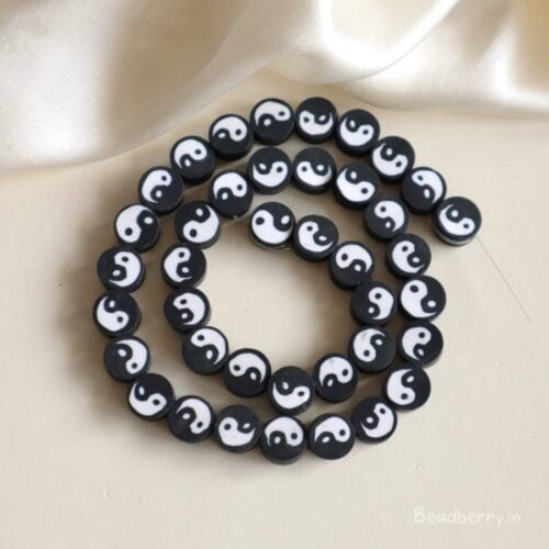 Yin Yang Polymer Fimo Beads | 1 String- 40 Pcs