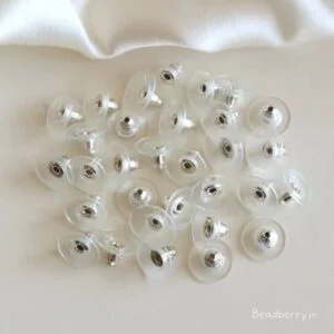 Silver Stud With Bullet Clutch Earring Back Stopper-20 Pcs