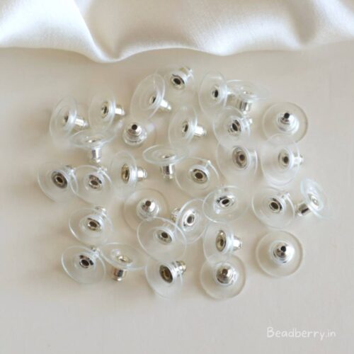 Silver Stud With Bullet Clutch Earring Back Stopper-20 Pcs