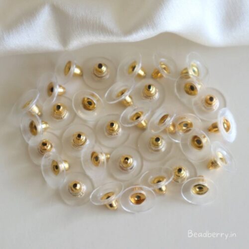 Golden Stud With Bullet Clutch Earring Back Stopper-20 Pcs