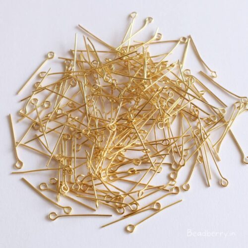 Gold Plated Eye Pins For Jewelry Making | 24mm | 100Pcs