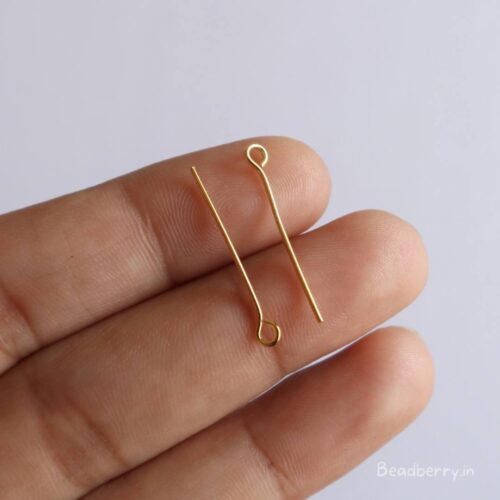 Gold Plated Eye Pins For Jewelry Making | 24mm | 100Pcs