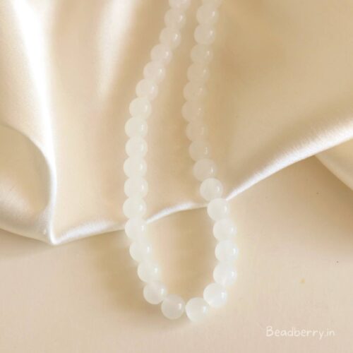 White Glass Beads | 1 String | Size: 8mm