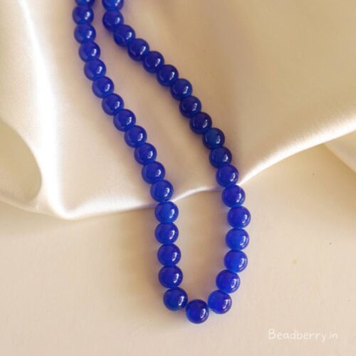 Royal Blue Glass Beads | 1 String | Size: 8mm