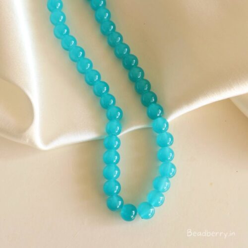 Teal Glass Beads | 1 String | Size: 8mm