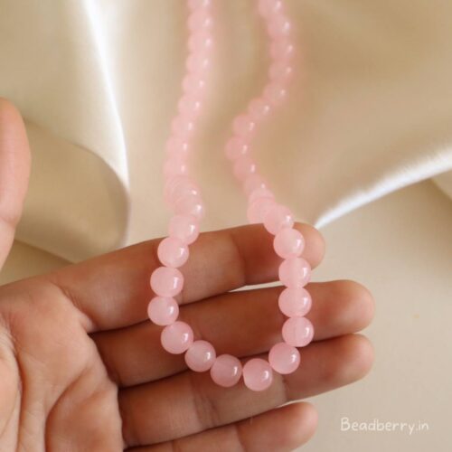 Peach Pink Glass Beads | 1 String | Size: 8mm