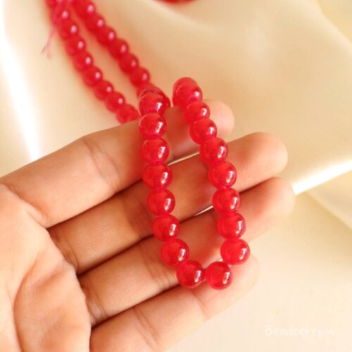 Red Glass Beads | 1 String | Size: 8mm