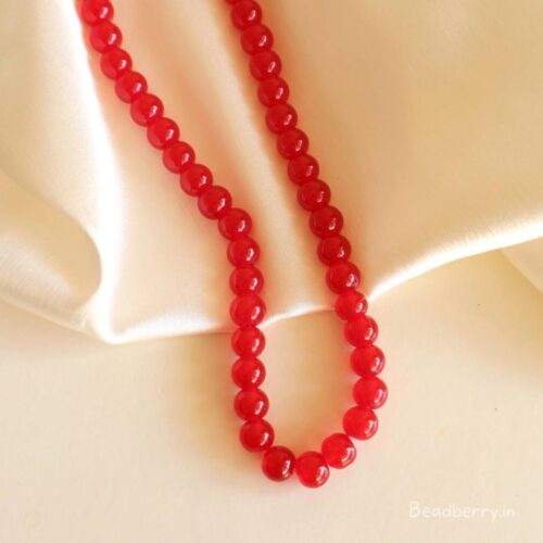 Red Glass Beads | 1 String | Size: 8mm